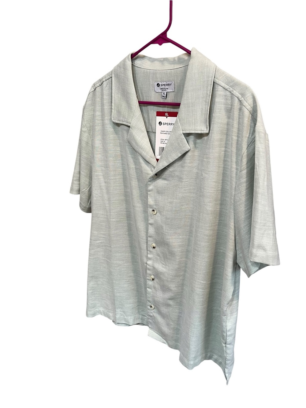 NWT Sperry Men’s Camp Collared Button Down Short Sleeve Shirt - XL - Light Green - Picture 5 of 11